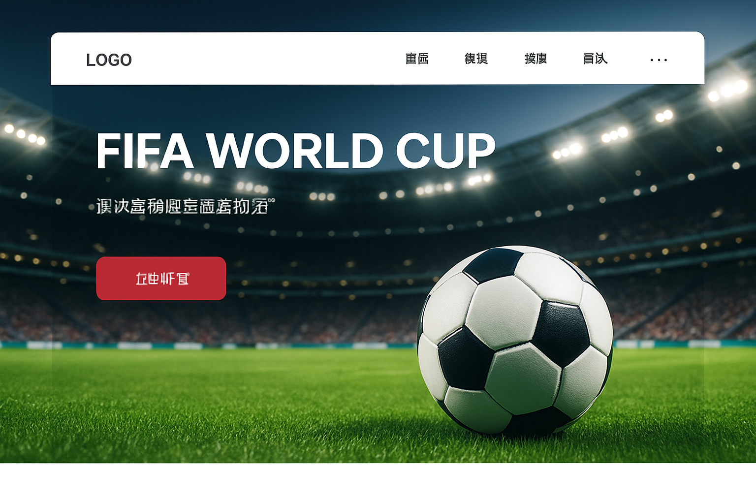 世界杯主视觉：绿茵球场与冠军奖杯氛围图
